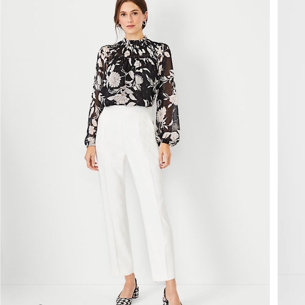 Ann Taylor The Eva Easy Ankle Pant High-Waisted in Winter White